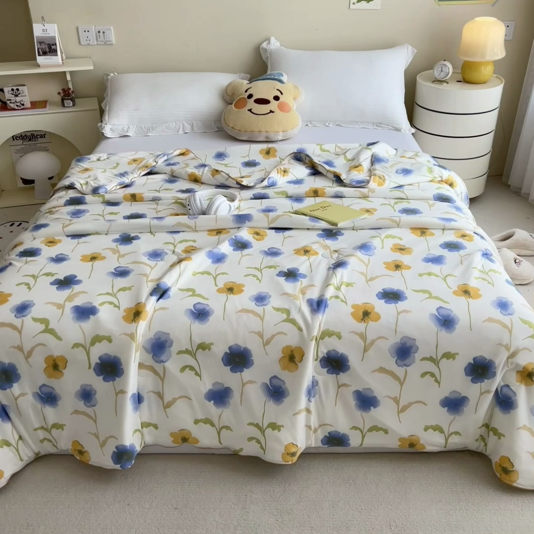 91家纺网 家纺一手货源 找家纺 米菲 2024新款A类凉感丝印花夏被夏凉被被芯 空若幽兰