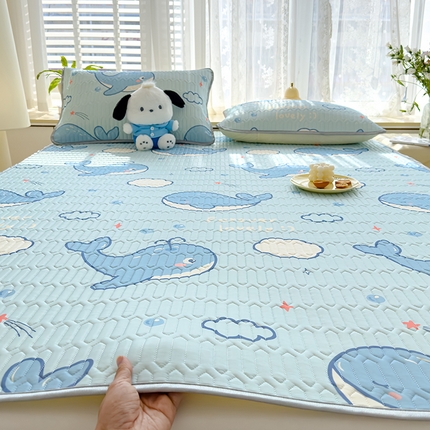 91家纺网 家纺一手货源 找家纺 （总）伊人坊 2024新款A类凉感丝乳胶凉席三件套