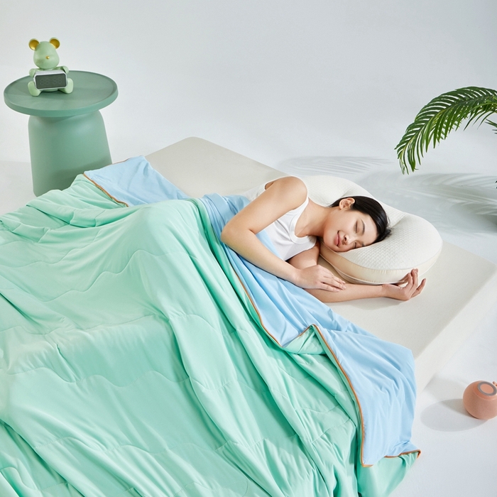 91家纺网 家纺一手货源 找家纺 龙图 2024新款氨纶凉感丝夏被瓜瓜被冰淇淋西瓜被夏凉被空调被-浅绿