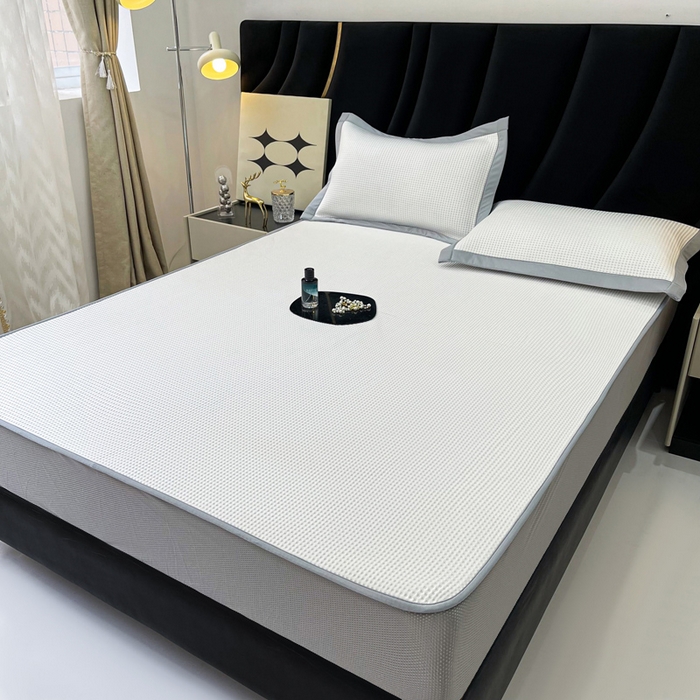 91家纺网 家纺一手货源 找家纺 慕尚 2025新款华夫格床笠凉席 华夫格白