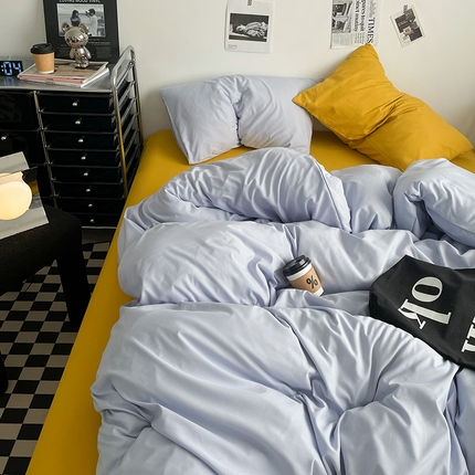 91家纺网 家纺一手货源 找家纺 （总）思诺羽床笠 2025新款高克重水洗棉纯色混搭四件套系列