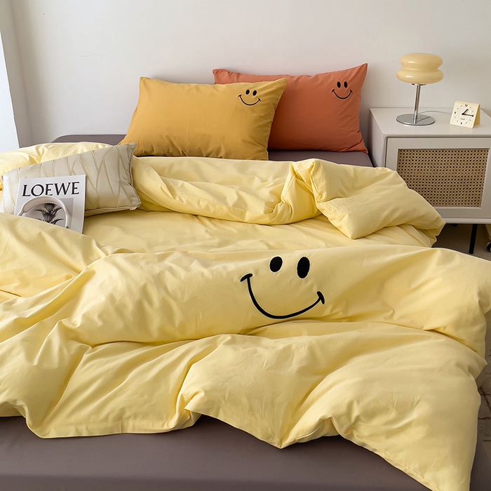 91家纺网 家纺一手货源 找家纺 梦家居 2024新款全棉水洗棉刺绣混搭四件套 5 奶黄