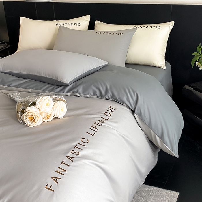 91家纺网 家纺一手货源 找家纺 澳梵家居 2024新款60s全棉刺绣四件套--罗曼克系列 罗曼克-椰子灰