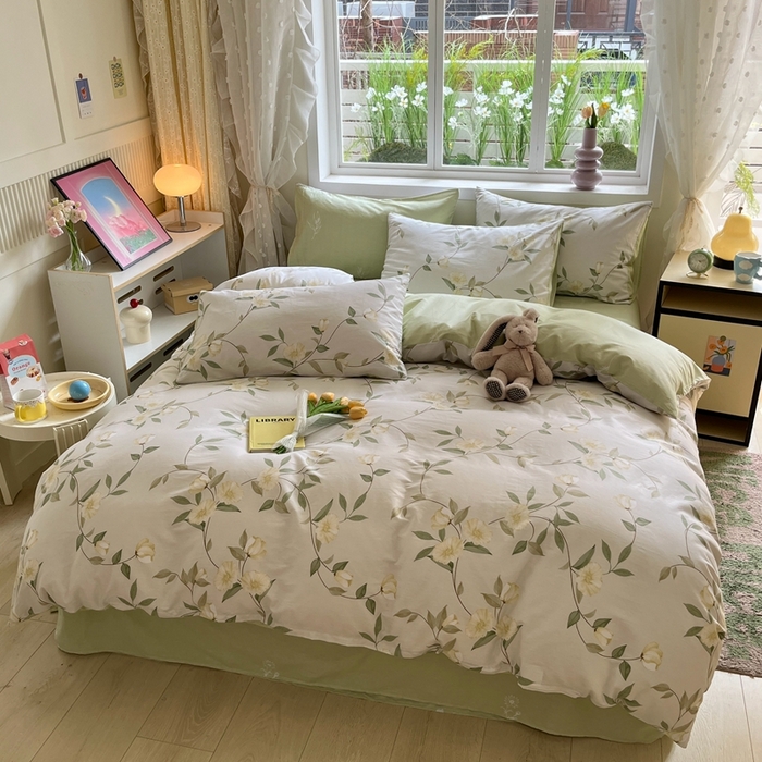 91家纺网 家纺一手货源 找家纺 红馆 2025年全棉12868印花系列四件套白藤