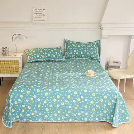 91家纺网 家纺一手货源 找家纺 （总）金泰莱 2025新款花边款老粗布凉席老粗布床单软凉席全棉床单纯棉床单