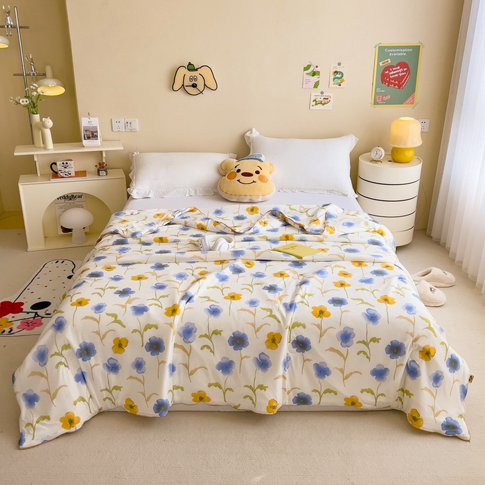 91家纺网 家纺一手货源 找家纺 米菲 2024新款A类凉感丝印花夏被夏凉被被芯 空若幽兰