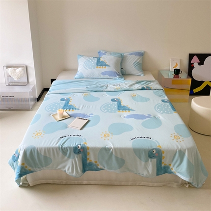 91家纺网 家纺一手货源 找家纺 （总）头等舱 2024新款云感针织A类提花华夫格印花大豆抗菌夏被