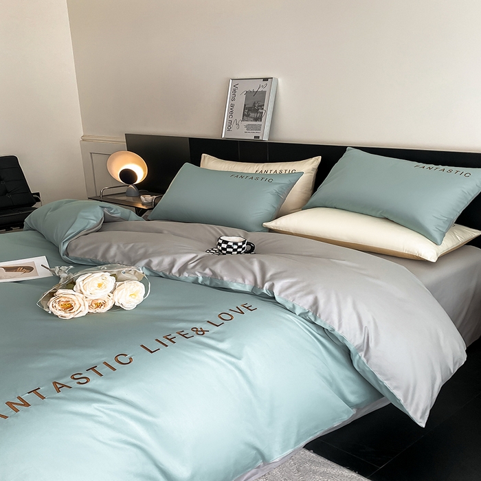 91家纺网 家纺一手货源 找家纺 澳梵家居 2024新款60s全棉刺绣四件套--罗曼克系列 罗曼克-烟波绿