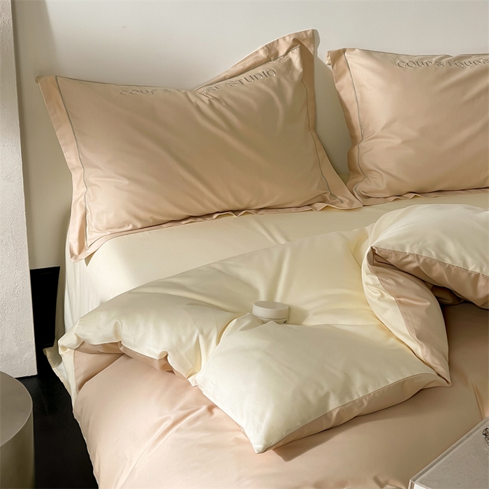 91家纺网 家纺一手货源 找家纺 荣轩家居 2024新款全棉字母一字绣古里系列四件套 古里-拿铁