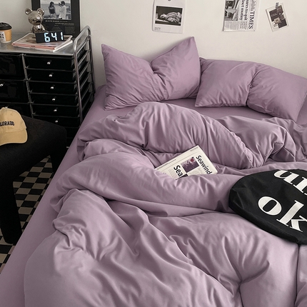 91家纺网 家纺一手货源 找家纺 （总）思诺羽床笠 2025新款高克重水洗棉纯色混搭四件套系列