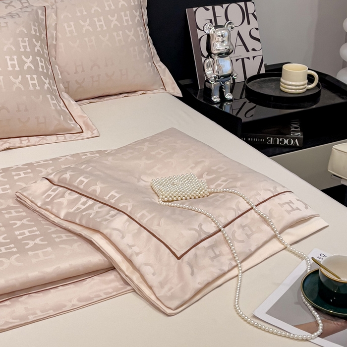 91家纺网 家纺一手货源 找家纺 丽卡家纺 2024新款60s贡缎提花水洗天丝夏被四件套-莫奈 莫奈-香槟金