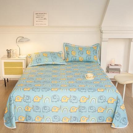 91家纺网 家纺一手货源 找家纺 （总）金泰莱 2025新款花边款老粗布凉席老粗布床单软凉席全棉床单纯棉床单