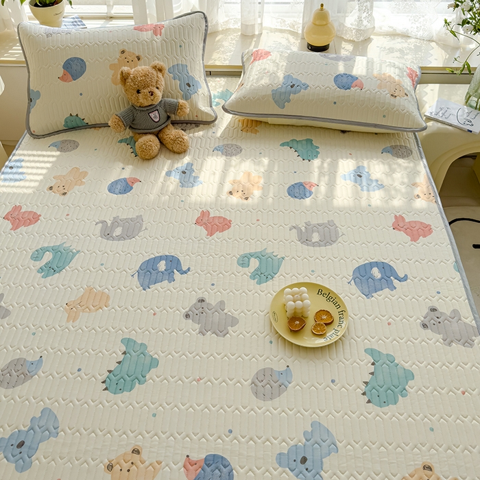 91家纺网 家纺一手货源 找家纺 伊人坊 2024新款A类凉感丝乳胶凉席三件套 动物园