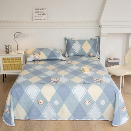 91家纺网 家纺一手货源 找家纺 （总）金泰莱 2025新款花边款老粗布凉席老粗布床单软凉席全棉床单纯棉床单