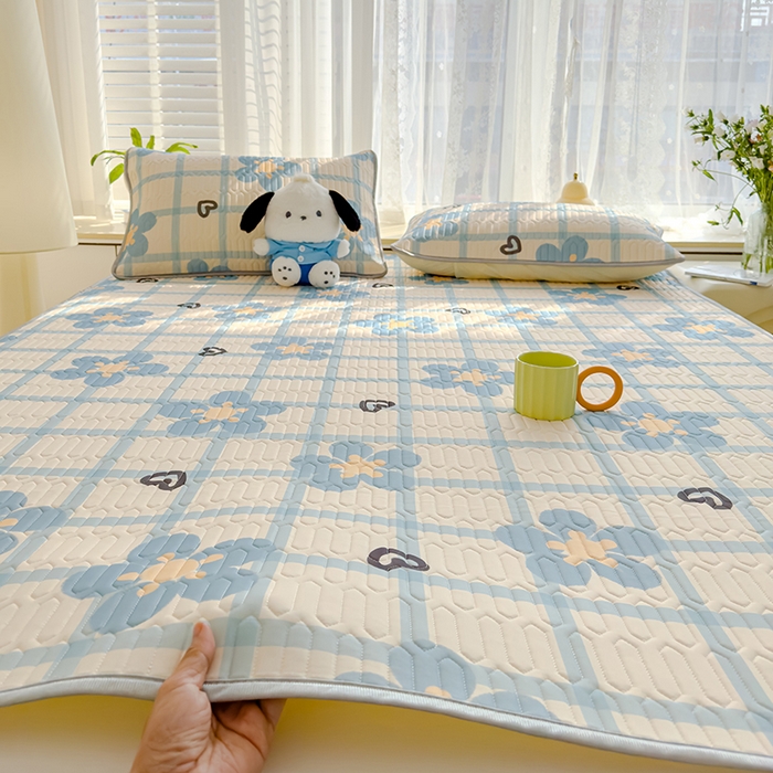 91家纺网 家纺一手货源 找家纺 伊人坊 2024新款A类凉感丝乳胶凉席三件套 花花格调