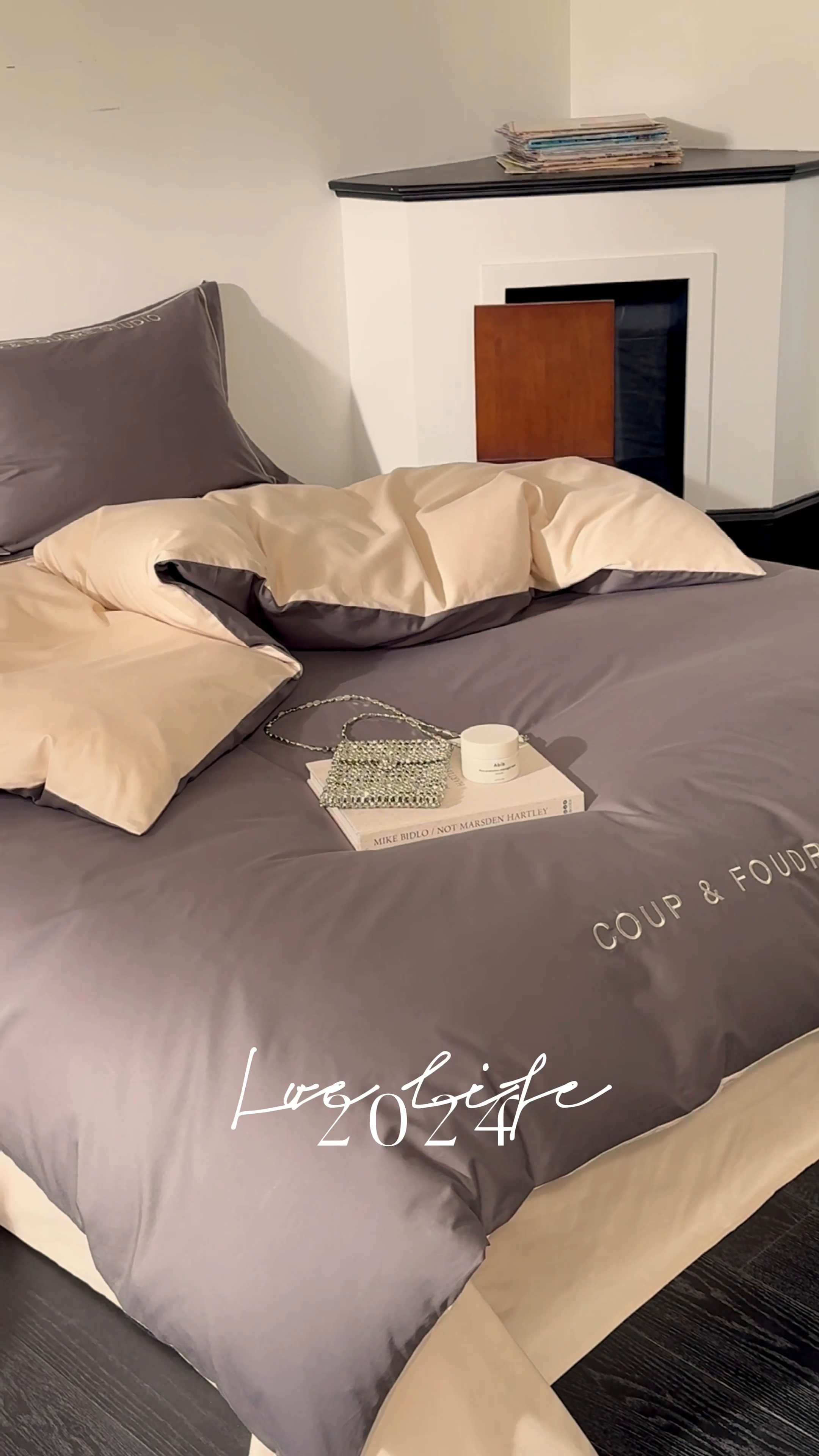 91家纺网 家纺一手货源 找家纺 荣轩家居 2024新款全棉字母一字绣古里系列四件套 古里-摩卡