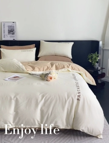 91家纺网 家纺一手货源 找家纺 澳梵家居 2024新款60s全棉刺绣四件套--罗曼克系列 罗曼克-奶白金