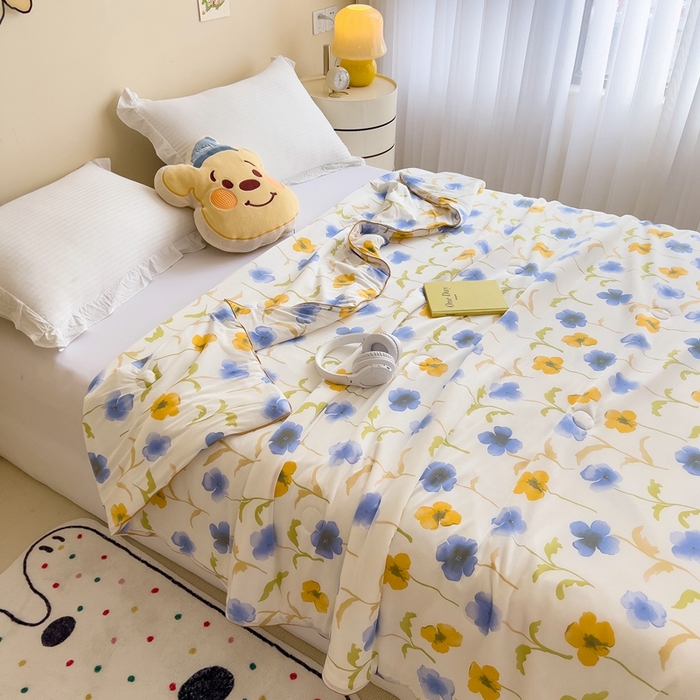 91家纺网 家纺一手货源 找家纺 米菲 2024新款A类凉感丝印花夏被夏凉被被芯 空若幽兰