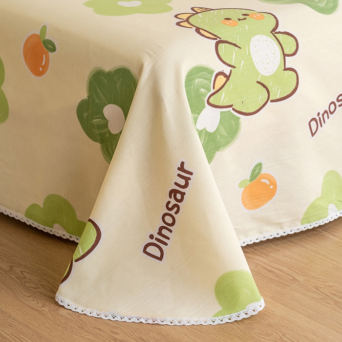 91家纺网 家纺一手货源 找家纺 金泰莱 2025新款花边款老粗布凉席老粗布床单软凉席全棉床单纯棉床单 超级恐龙