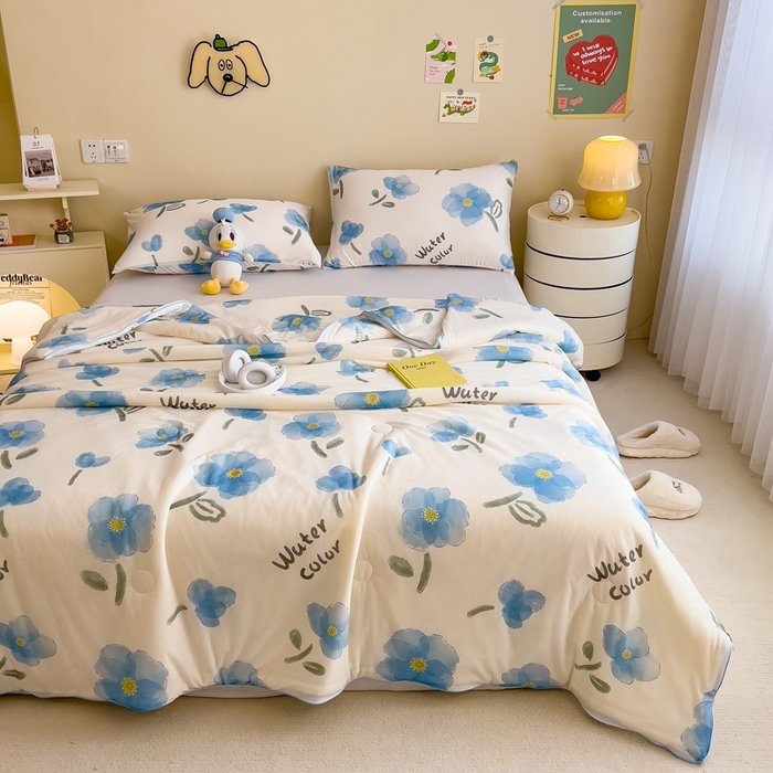 91家纺网 家纺一手货源 找家纺 米菲 2024新款A类凉感丝印花夏被夏凉被被芯 温情花语