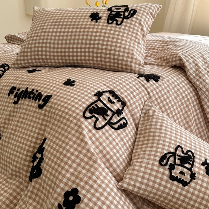 91家纺网 家纺一手货源 找家纺 （总）洋铭区（原狠狠爱） 2024新款色织水洗棉毛巾绣四件套