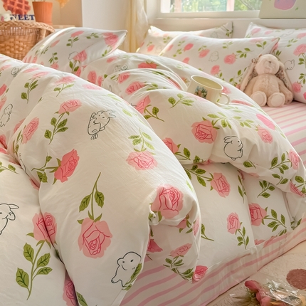 91家纺网 家纺一手货源 找家纺 （总）花伞家居 2025新款水洗棉印花四件套