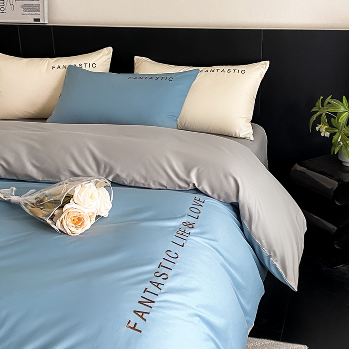 91家纺网 家纺一手货源 找家纺 澳梵家居 2024新款60s全棉刺绣四件套--罗曼克系列 罗曼克-绅士蓝灰