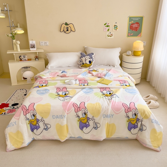 91家纺网 家纺一手货源 找家纺 米菲 2024新款A类凉感丝印花夏被夏凉被被芯 迪士尼-爱心唐老鸭