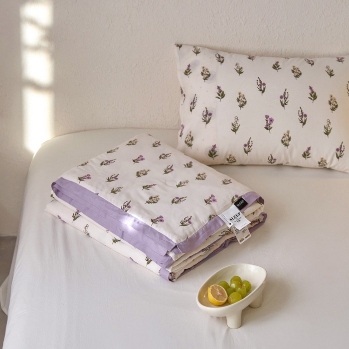 91家纺网 家纺一手货源 找家纺 莱福仕家纺 2024新款莫代尔印花夏被 安娜紫