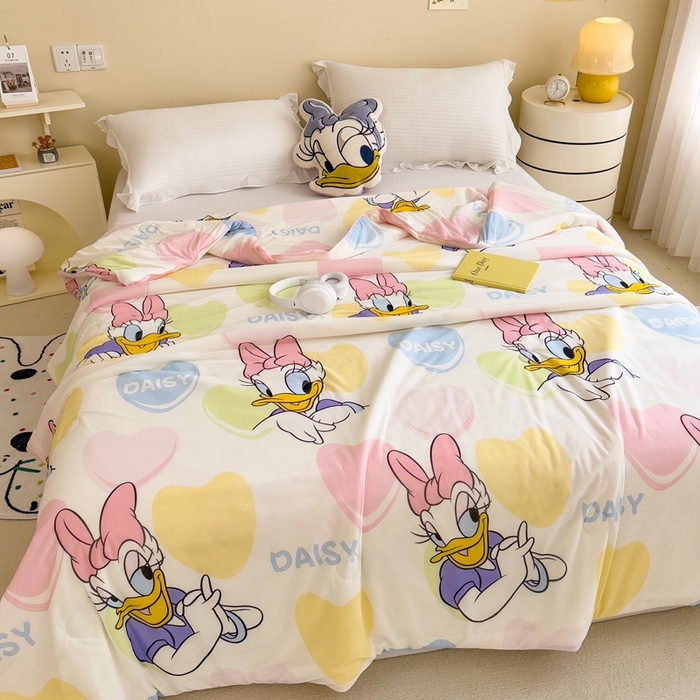 91家纺网 家纺一手货源 找家纺 米菲 2024新款A类凉感丝印花夏被夏凉被被芯 迪士尼-爱心唐老鸭