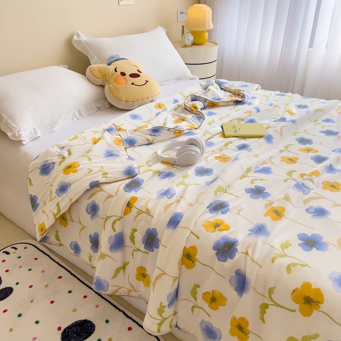 91家纺网 家纺一手货源 找家纺 米菲 2024新款A类凉感丝印花夏被夏凉被被芯 空若幽兰