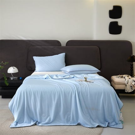91家纺网 家纺一手货源 找家纺 头等舱 2025新款八星凉感A类提花大豆抗菌夏被 天蓝