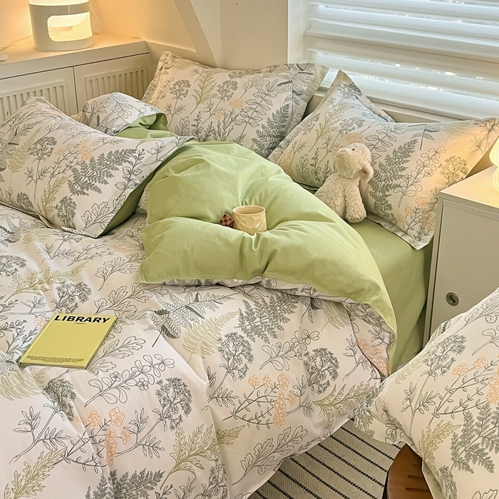 91家纺网 家纺一手货源 找家纺 红馆 2025年全棉12868印花系列四件套清颜