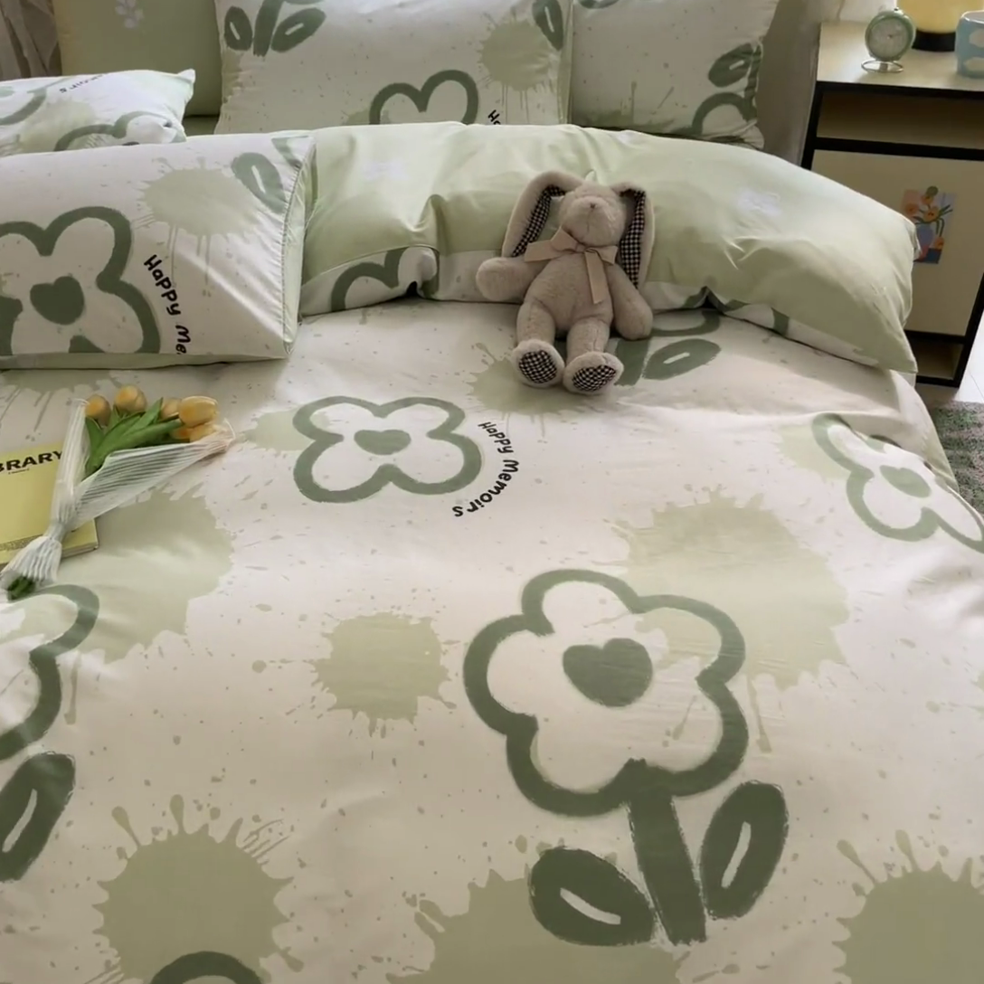 91家纺网 家纺一手货源 找家纺 红馆 2025年全棉12868印花系列四件套清雅