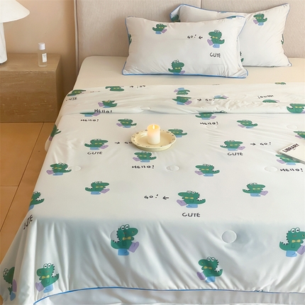 91家纺网 家纺一手货源 找家纺 （总）头等舱 2024新款针织棉凉感氨纶A类印花大豆抗菌夏被