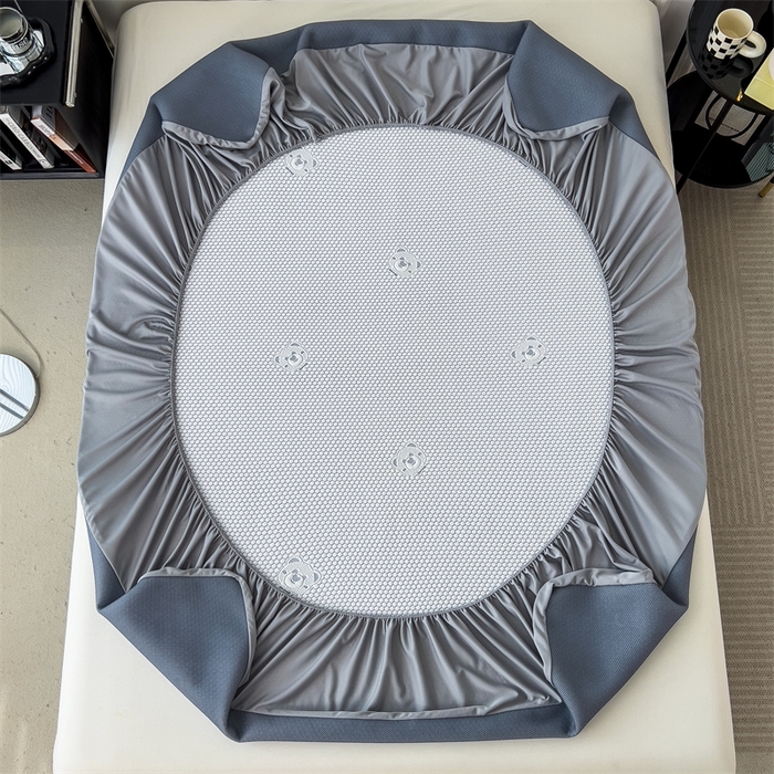 91家纺网 家纺一手货源 找家纺 鑫姿席业 2025新款抗菌凉豆豆提花床笠款凉席-小熊系列  冰豆豆熊猫系列-床笠款 星空蓝