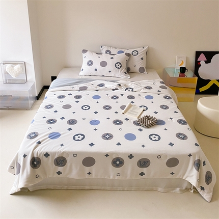 91家纺网 家纺一手货源 找家纺 （总）头等舱 2024新款云感针织A类提花华夫格印花大豆抗菌夏被