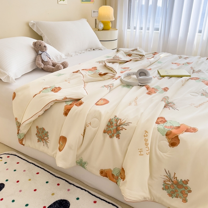 91家纺网 家纺一手货源 找家纺 米菲 2024新款A类凉感丝印花夏被夏凉被被芯 时光熊