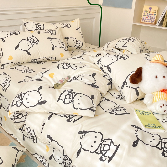 91家纺网 家纺一手货源 找家纺 博雅 2024新款全棉三丽鸥卡通四件套-AA版帕恰狗 乖乖帕恰狗