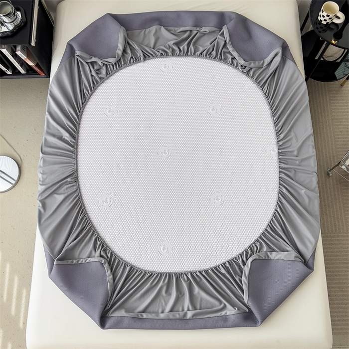 91家纺网 家纺一手货源 找家纺 鑫姿席业 2025新款抗菌凉豆豆提花床笠款凉席-小熊系列  冰豆豆熊猫系列-床笠款 冰藤紫