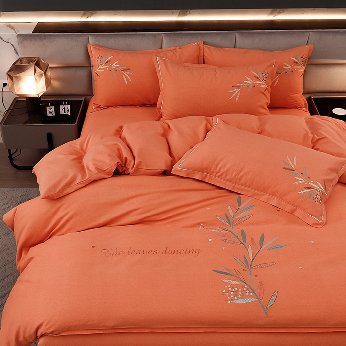 91家纺网 家纺一手货源 找家纺 润淳家居 2025新款全棉磨毛刺绣四件套 如意树 靓桔