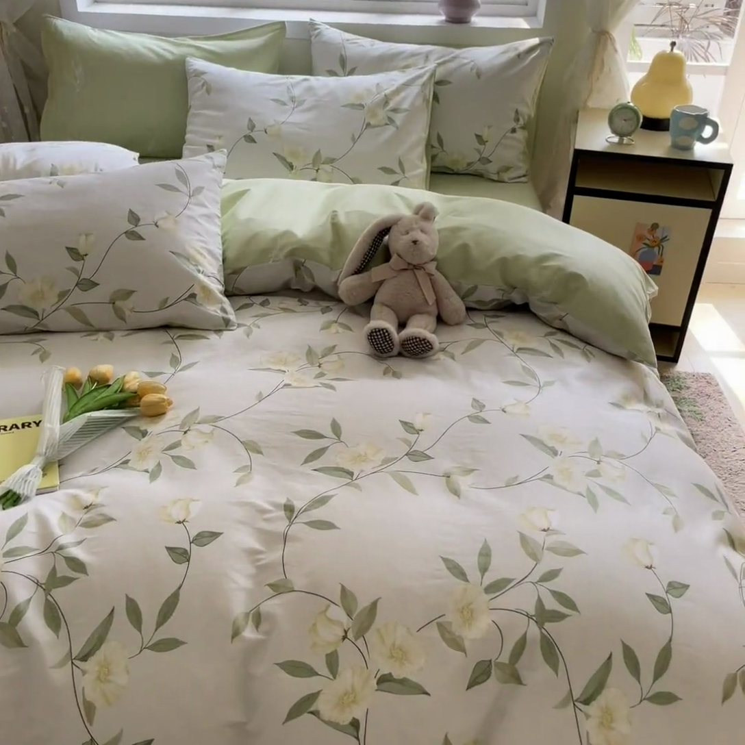 91家纺网 家纺一手货源 找家纺 红馆 2025年全棉12868印花系列四件套白藤