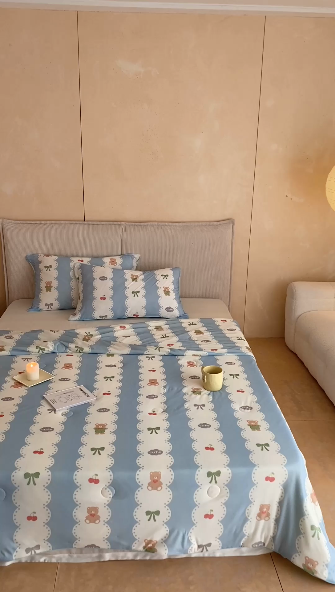 91家纺网 家纺一手货源 找家纺 头等舱 2025新款针织棉凉感氨纶A类印华大豆抗菌夏被 小熊伴嫁