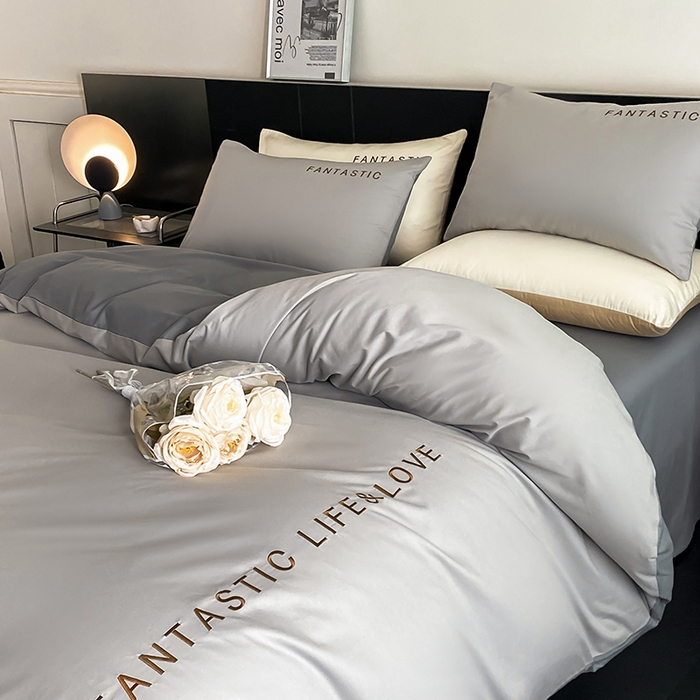 91家纺网 家纺一手货源 找家纺 澳梵家居 2024新款60s全棉刺绣四件套--罗曼克系列 罗曼克-椰子灰