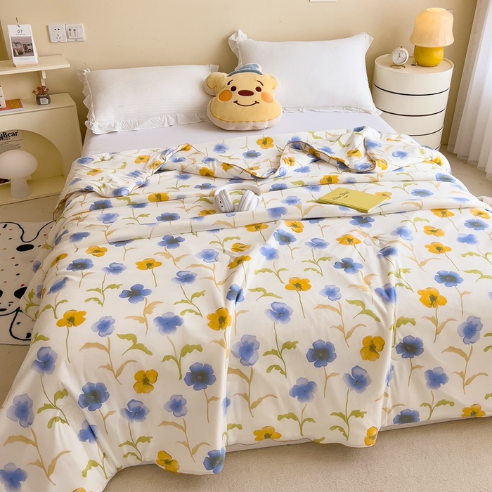 91家纺网 家纺一手货源 找家纺 米菲 2024新款A类凉感丝印花夏被夏凉被被芯 空若幽兰