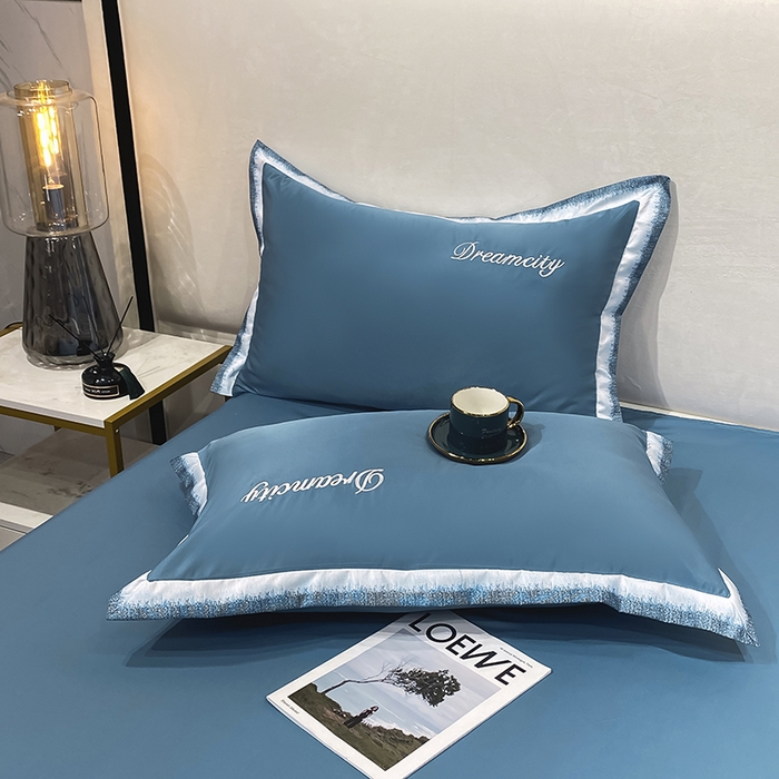 91家纺网 家纺一手货源 找家纺 丽卡家纺 2024新款水洗天丝刺绣夏被四件套-梦幻 梦幻-宾利蓝