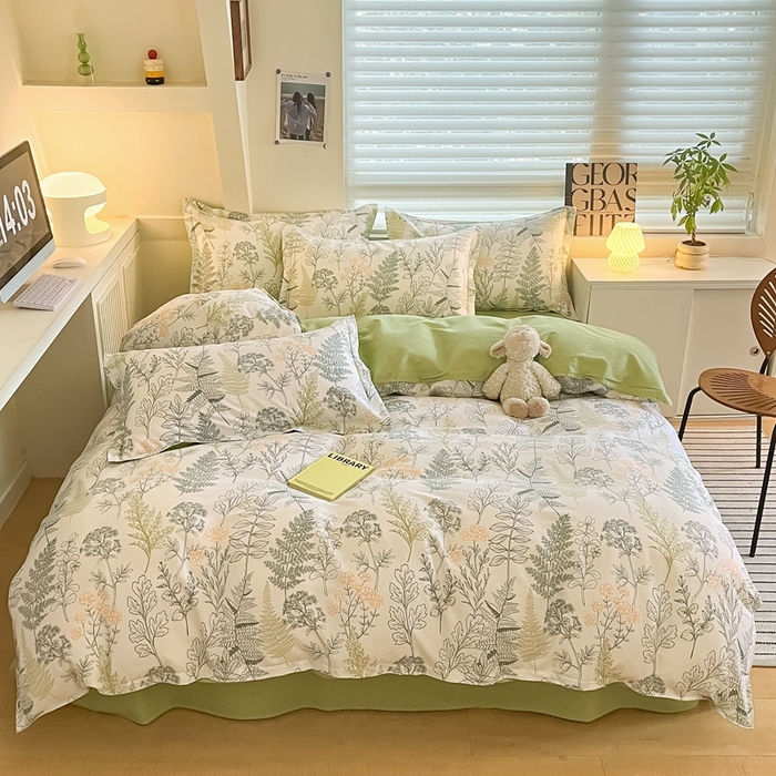 91家纺网 家纺一手货源 找家纺 红馆 2025年全棉12868印花系列四件套清颜