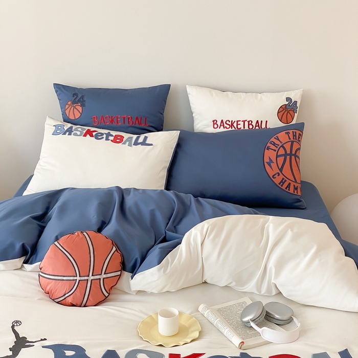 91家纺网 家纺一手货源 找家纺 星野家居2024新款双股澳棉贴布绣四件套—热辣篮球