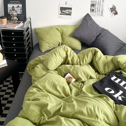 91家纺网 家纺一手货源 找家纺 （总）思诺羽床笠 2025新款高克重水洗棉纯色混搭四件套系列