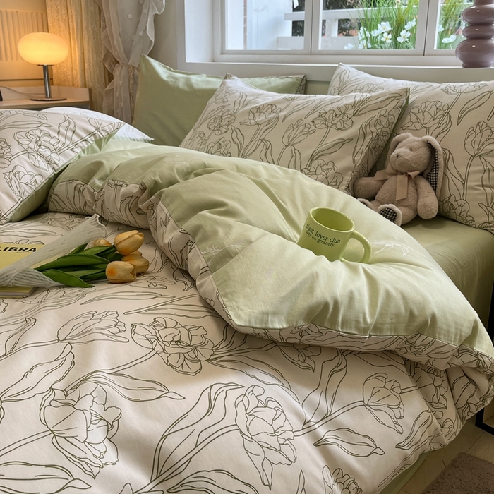 91家纺网 家纺一手货源 找家纺 红馆 2025年全棉12868印花系列四件套安夏